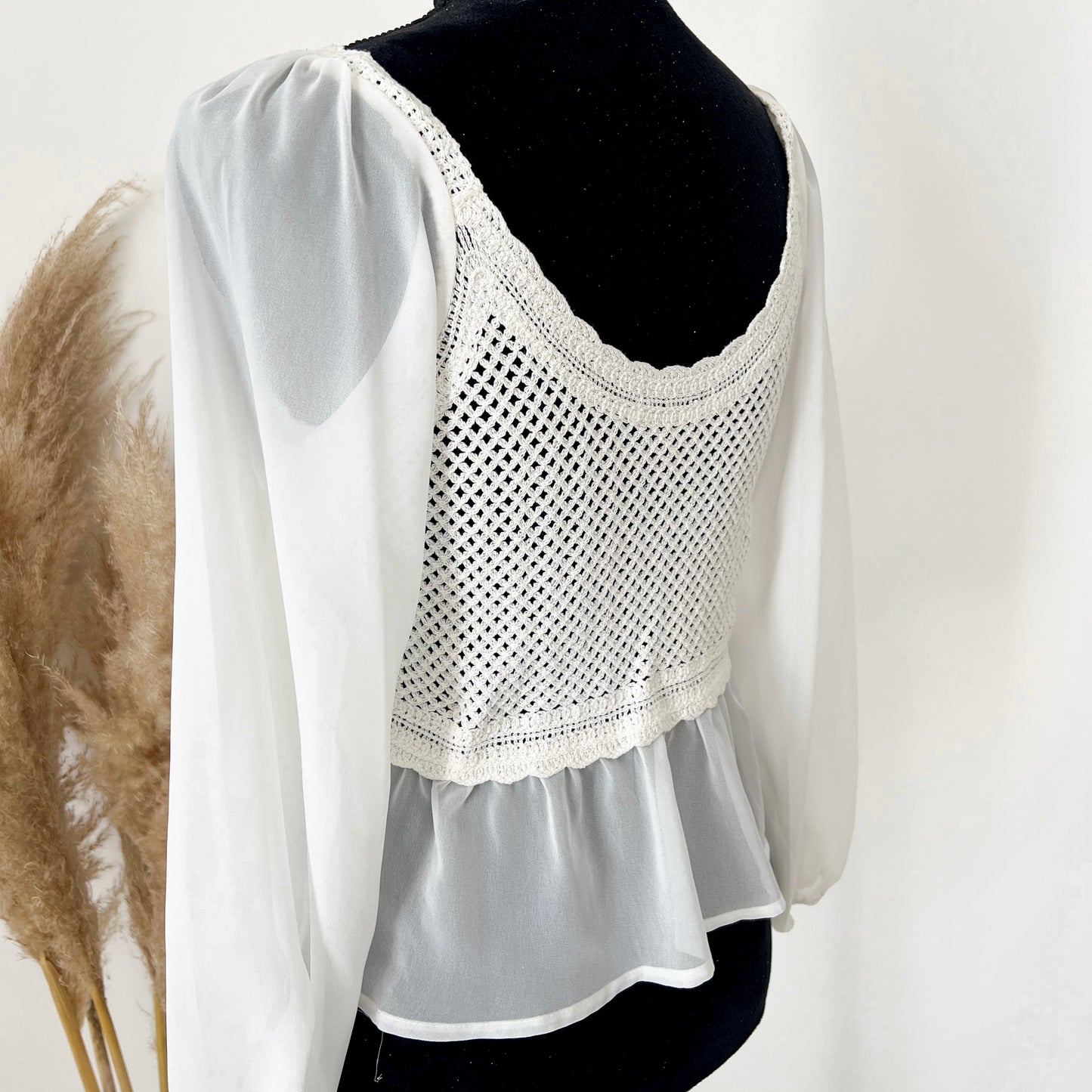 Bordada flores manga larga